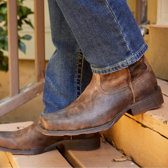 Ariat Brown Western Boots with Distressed Leather
